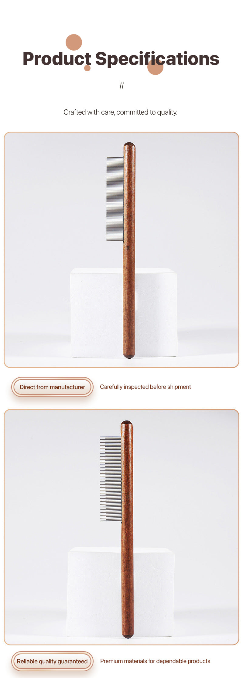 Wooden Handle Pet Comb
