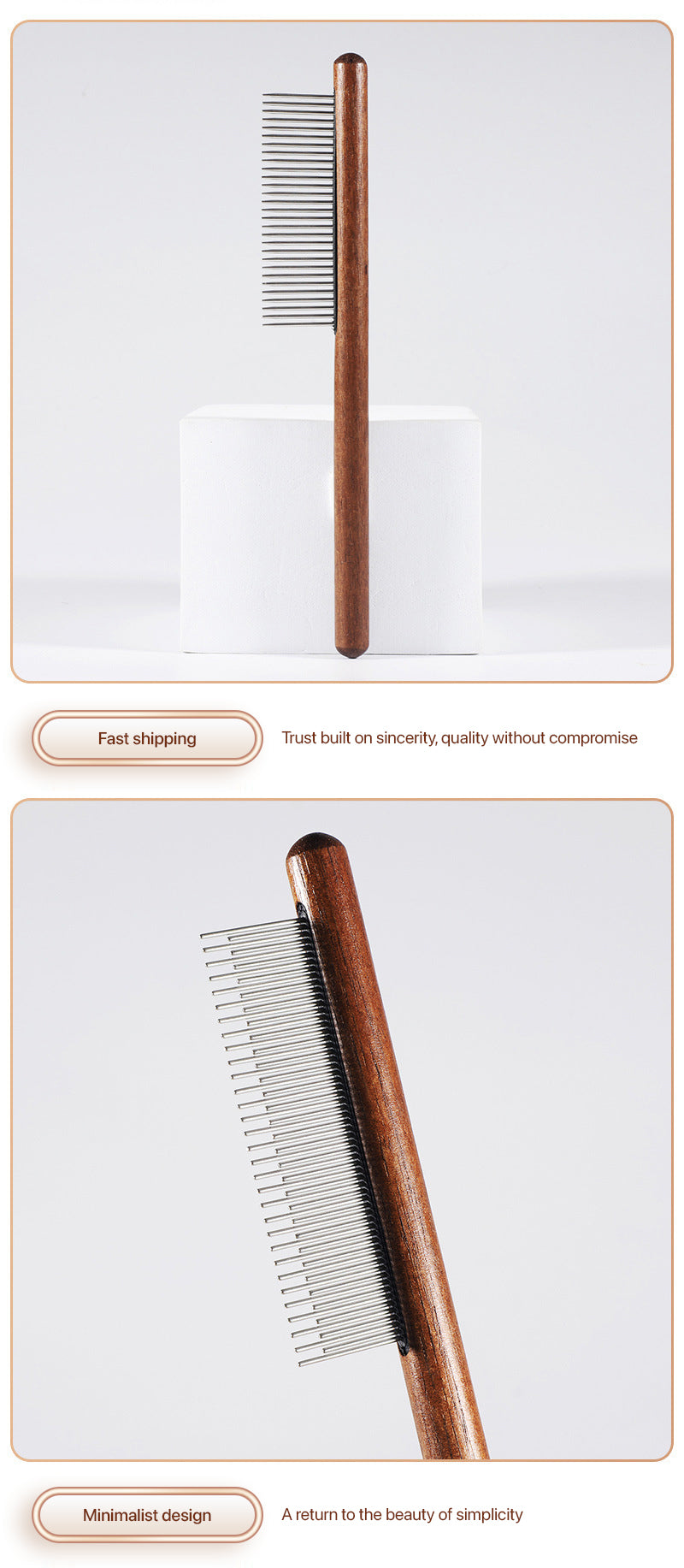 Wooden Handle Pet Comb